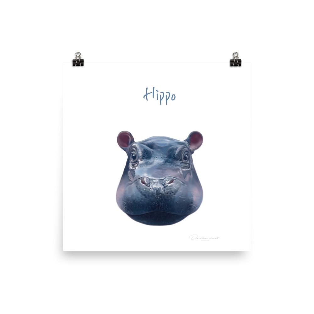 Hippo - Tier Poster für Kinder dear.bon.vivant 25x25 cm artlia