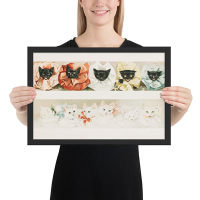 Katzen - Poster im Rahmen Boston Public Library schwarz / 30x45 cm artlia