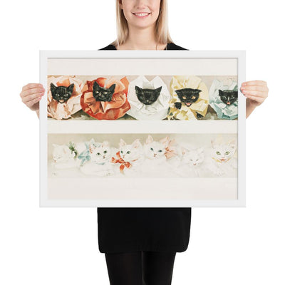 Katzen - Poster im Rahmen Boston Public Library weiß / 46x61 cm artlia