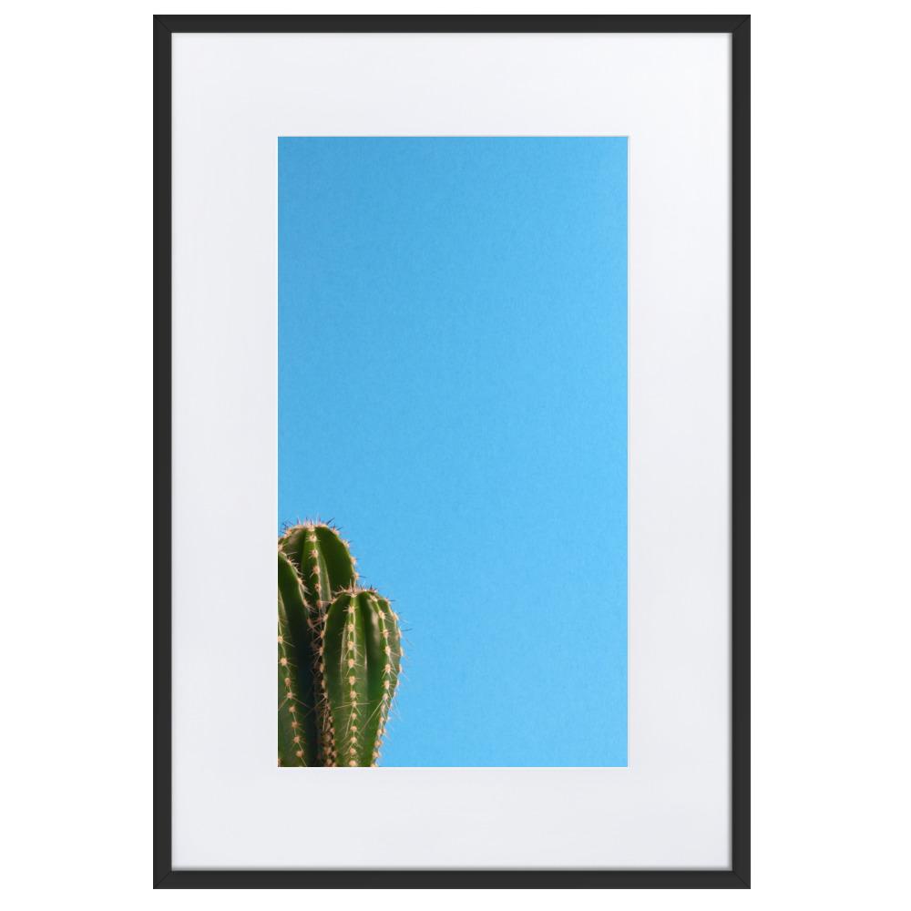 kleiner Kaktus - Poster im Rahmen mit Passepartout Kuratoren von artlia schwarz / 61×91 cm artlia