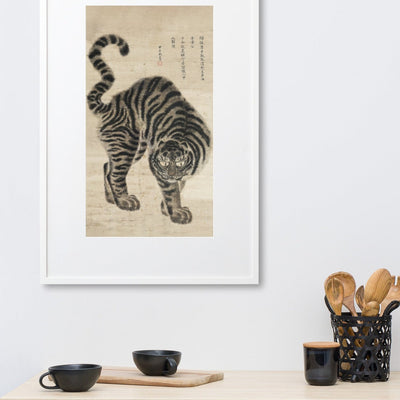 koreanischer Tiger - Poster im Rahmen mit Passepartout Hong-do Kim artlia