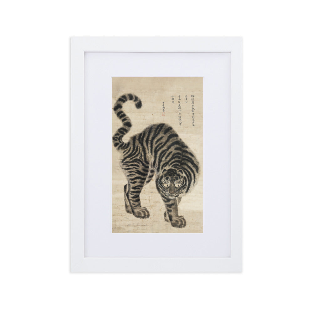 koreanischer Tiger - Poster im Rahmen mit Passepartout Hong-do Kim Weiß / 21×30 cm artlia