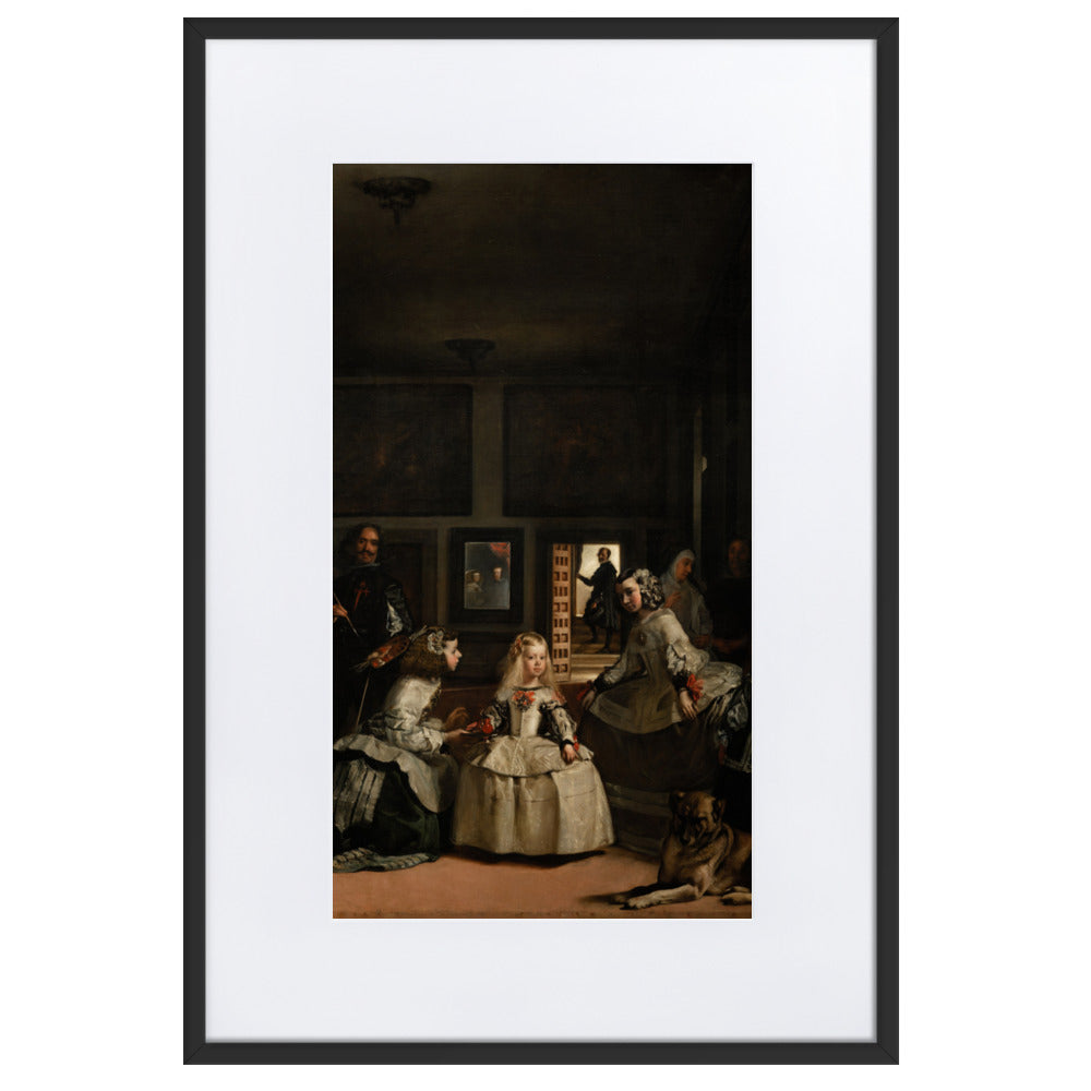 Las Meninas, Diego Velázquez - Poster im Rahmen mit Passepartout Diego Velázquez Schwarz / 61×91 cm artlia