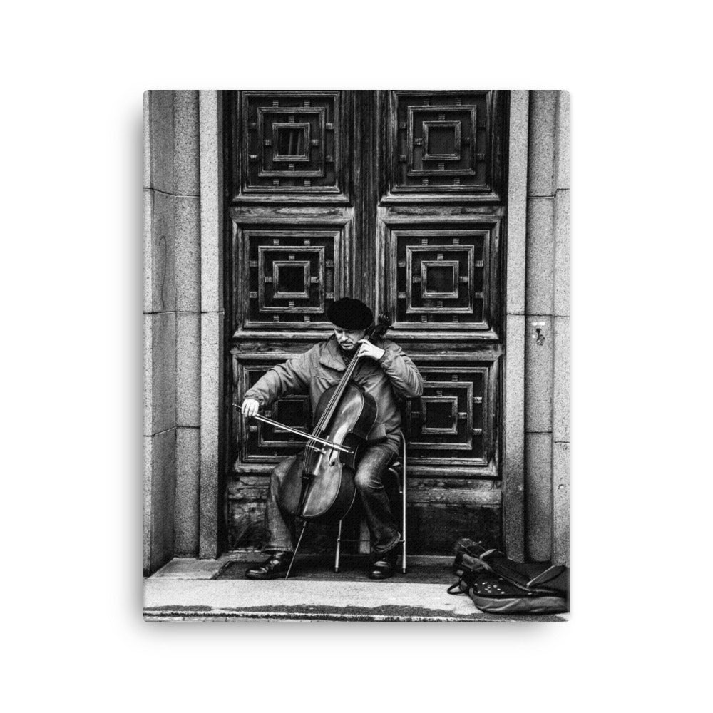 Leinwand - A Cellist on the Street Kuratoren von artlia 41x51 cm artlia