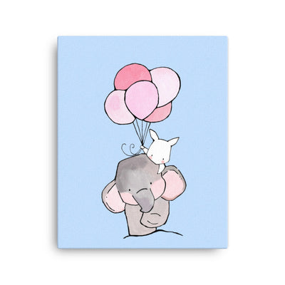 Leinwand - Elefant und Hase mit Luftballon Kuratoren von artlia 41x51 cm artlia