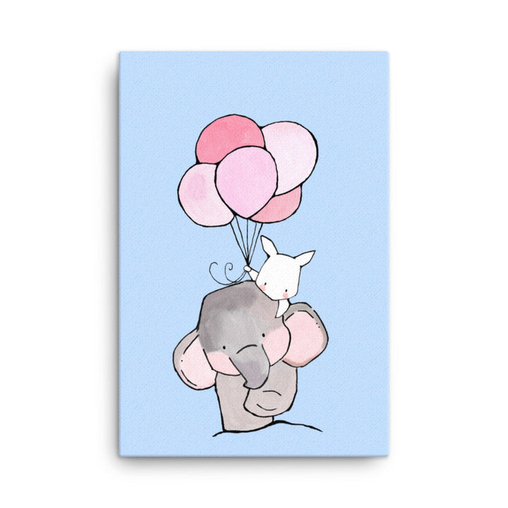 Leinwand - Elefant und Hase mit Luftballon Kuratoren von artlia 61x91 cm artlia
