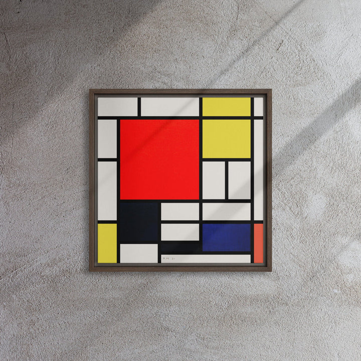 Leinwand - Mondrian, Composition with red yellow black gray and blue Piet Mondrian 41x41 cm / dunkel braun artlia