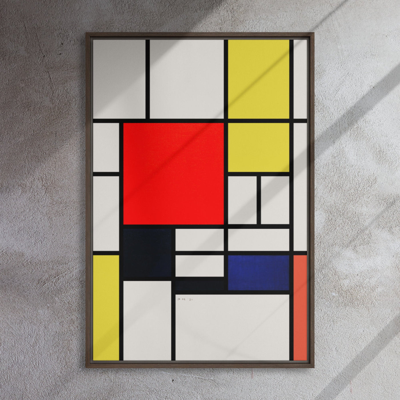 Leinwand - Mondrian, Composition with red yellow black gray and blue Piet Mondrian 61x91 cm / dunkel braun artlia