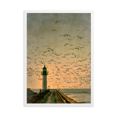 Leuchtturm - Poster im Rahmen Kuratoren von artlia Weiß / 50×70 cm artlia