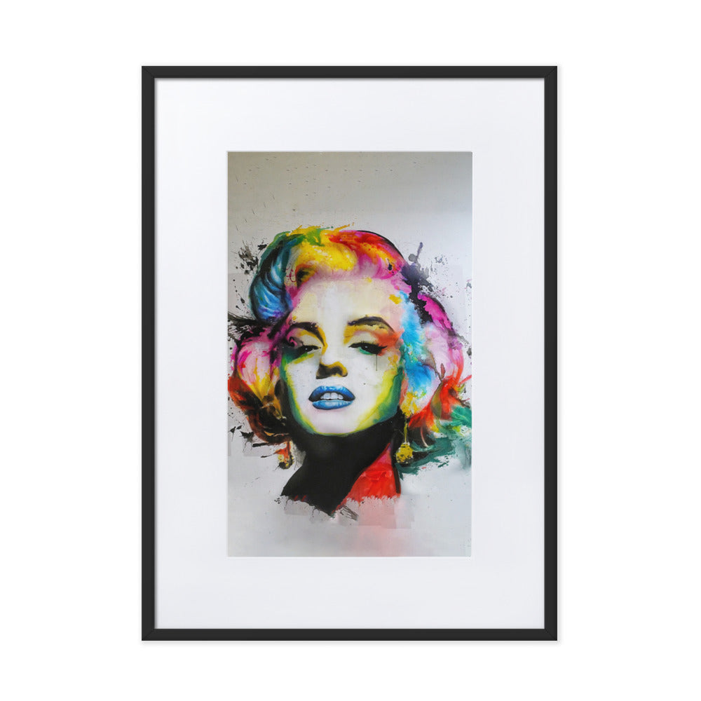 Marilyn Monroe Pop Art - Poster im Rahmen mit Passepartout Kuratoren von artlia Schwarz / 50×70 cm artlia