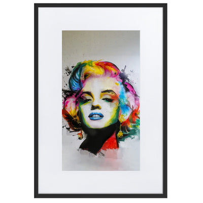 Marilyn Monroe Pop Art - Poster im Rahmen mit Passepartout Kuratoren von artlia Schwarz / 61×91 cm artlia