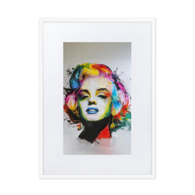 Marilyn Monroe Pop Art - Poster im Rahmen mit Passepartout Kuratoren von artlia Weiß / 50×70 cm artlia