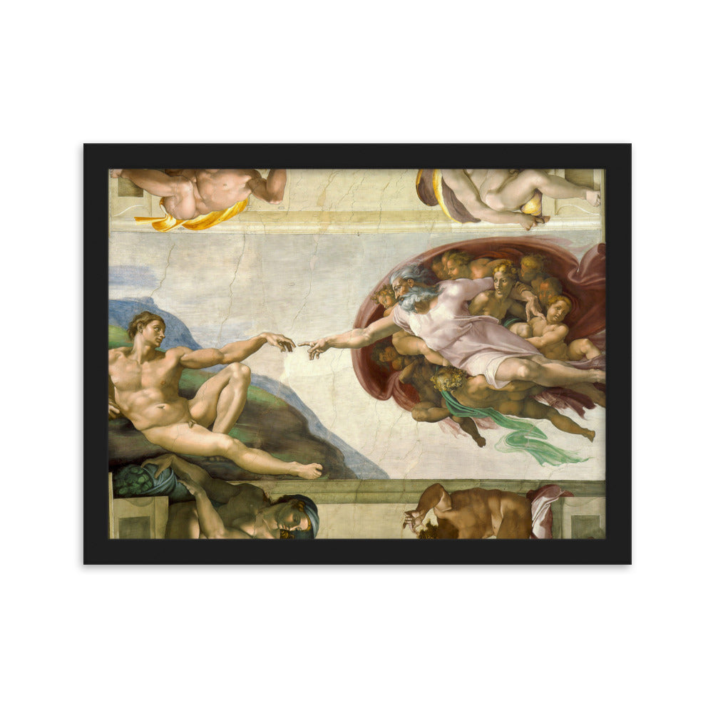 Michelangelo, Creation of Adam - Poster im Rahmen Michelangelo Schwarz / 30×40 cm artlia