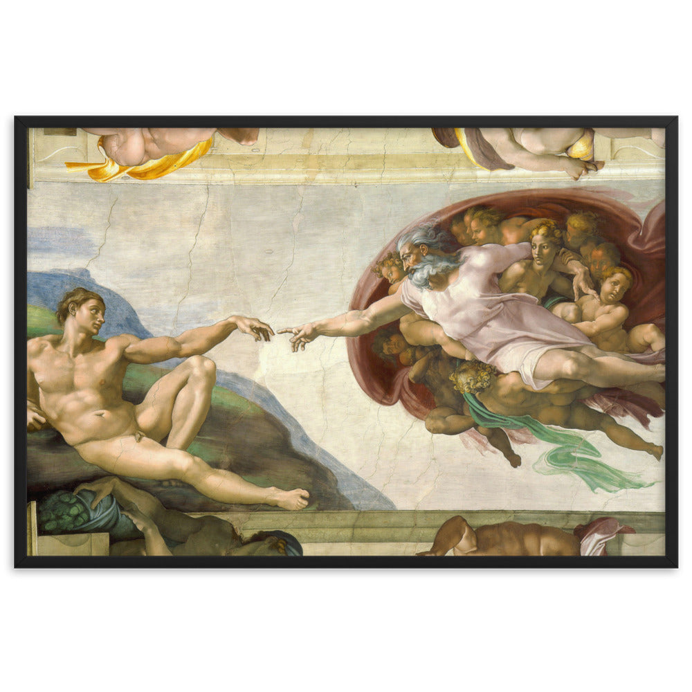 Michelangelo, Creation of Adam - Poster im Rahmen Michelangelo Schwarz / 61×91 cm artlia