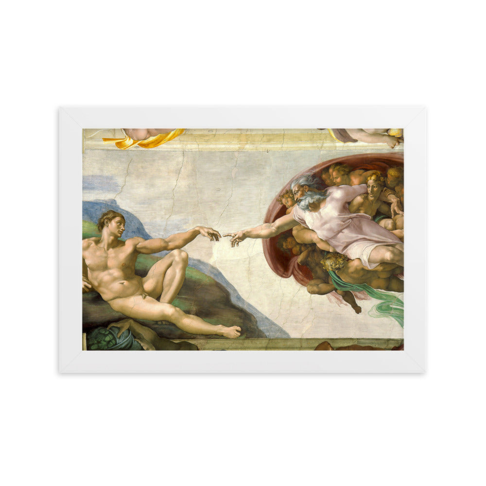 Michelangelo, Creation of Adam - Poster im Rahmen Michelangelo Weiß / 21×30 cm artlia