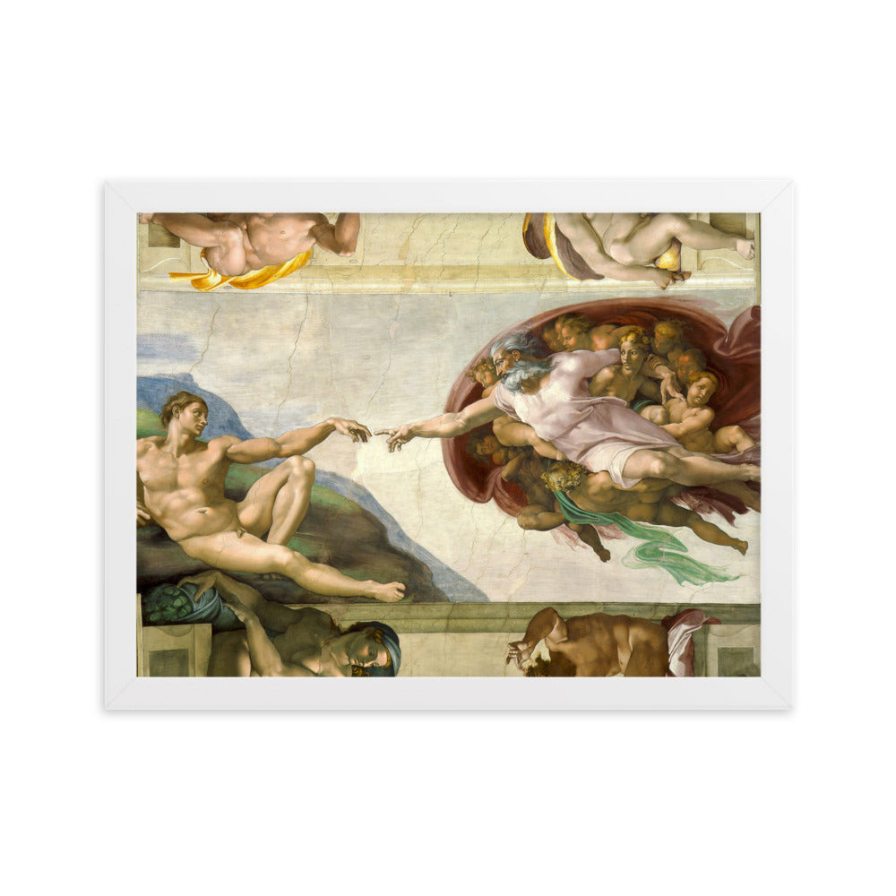 Michelangelo, Creation of Adam - Poster im Rahmen Michelangelo Weiß / 30×40 cm artlia