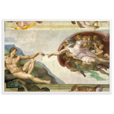 Michelangelo, Creation of Adam - Poster im Rahmen Michelangelo Weiß / 61×91 cm artlia