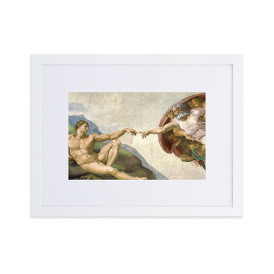 Michelangelo, Creation of Adam - Poster im Rahmen mit Passepartout Michelangelo Weiß / 30×40 cm artlia