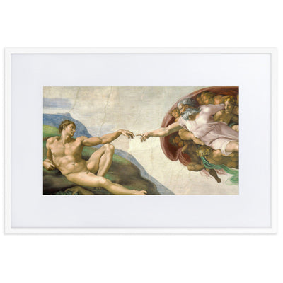 Michelangelo, Creation of Adam - Poster im Rahmen mit Passepartout Michelangelo Weiß / 61×91 cm artlia