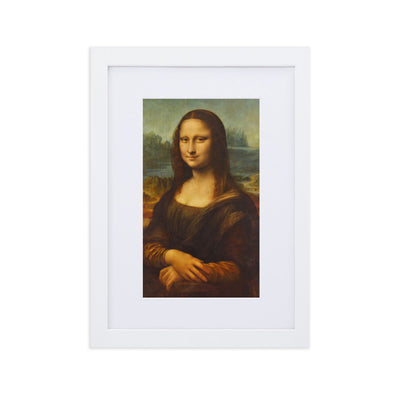Mona Lisa - Poster im Rahmen mit Passepartout Leonardo da Vinci Weiß / 21×30 cm artlia