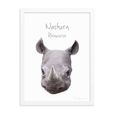 Nashorn - Poster im Rahmen dear.bon.vivant weiß / 30x41 cm artlia