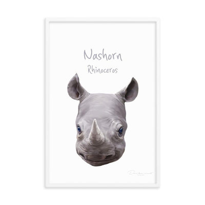 Nashorn - Poster im Rahmen dear.bon.vivant weiß / 61x91 cm artlia