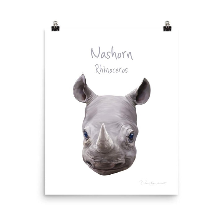 Nashorn - Tier Poster für Kinder dear.bon.vivant 20x25 cm artlia