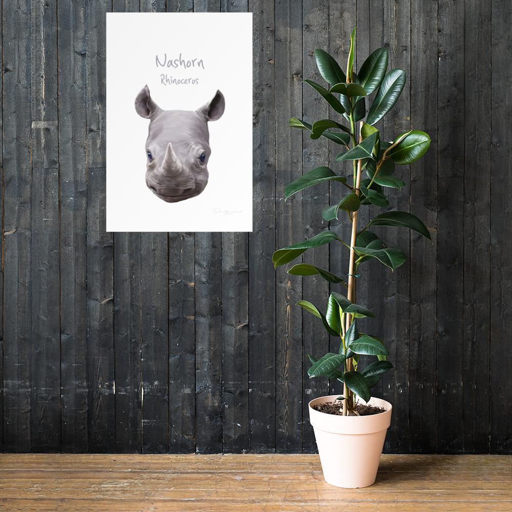 Nashorn - Tier Poster für Kinder dear.bon.vivant artlia