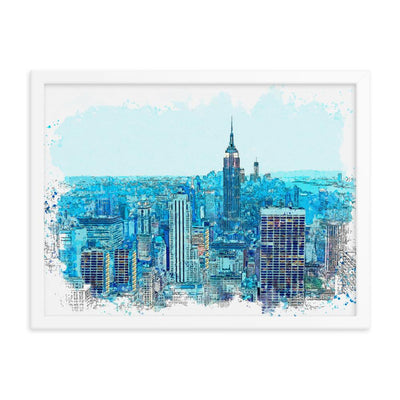 New York in Blau - Poster im Rahmen Kuratoren von artlia weiß / 30x41 cm artlia