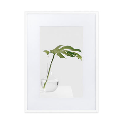 Palm in Vase - Poster im Rahmen mit Passepartout Kuratoren von artlia Weiß / 50×70 cm artlia