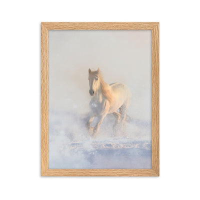 Pferd im Schnee Horse in Snow - Poster im Rahmen artlia Oak / 30×40 cm artlia
