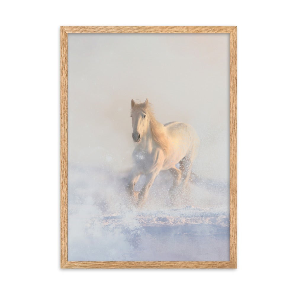 Pferd im Schnee Horse in Snow - Poster im Rahmen artlia Oak / 50×70 cm artlia