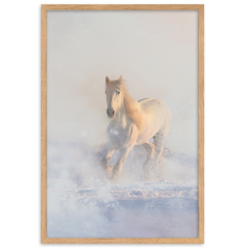Pferd im Schnee Horse in Snow - Poster im Rahmen artlia Oak / 61×91 cm artlia