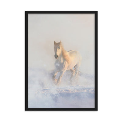 Pferd im Schnee Horse in Snow - Poster im Rahmen artlia Schwarz / 50×70 cm artlia