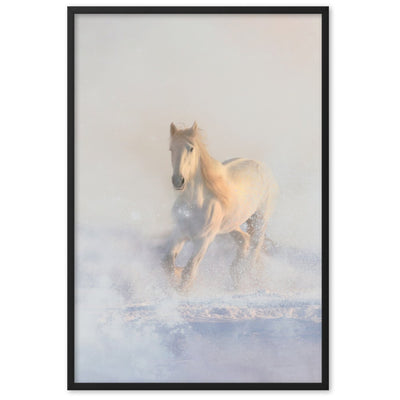 Pferd im Schnee Horse in Snow - Poster im Rahmen artlia Schwarz / 61×91 cm artlia
