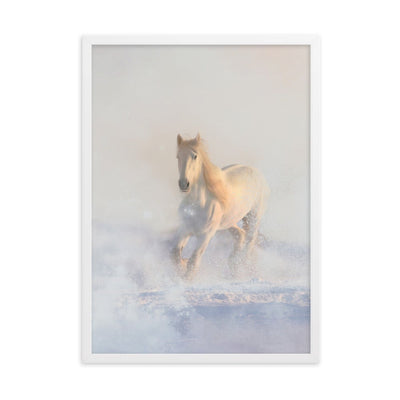 Pferd im Schnee Horse in Snow - Poster im Rahmen artlia Weiß / 50×70 cm artlia