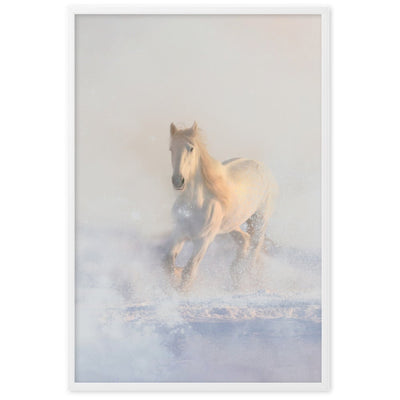 Pferd im Schnee Horse in Snow - Poster im Rahmen artlia Weiß / 61×91 cm artlia
