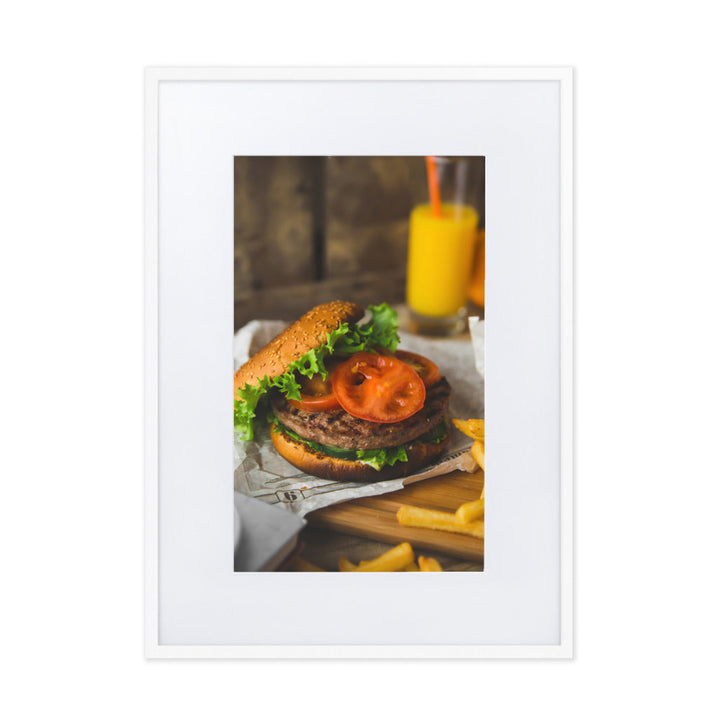 Poster mit Passepartout - Burger und Pommes Kuratoren von artlia Weiß / 50×70 cm artlia