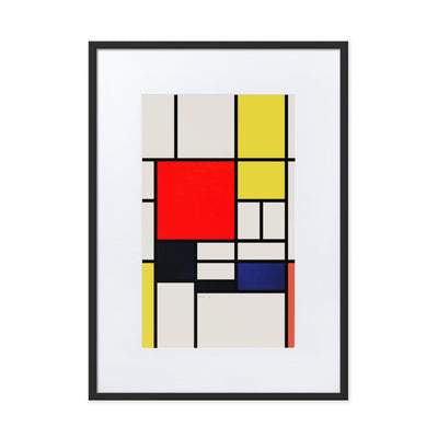 Poster mit Passepartout - Mondrian, Composition with red yellow black gray and blue Piet Mondrian Schwarz / 50×70 cm artlia