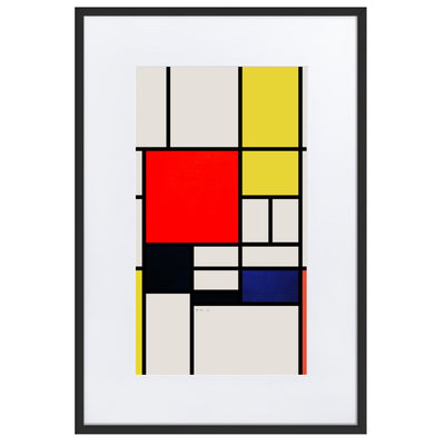 Poster mit Passepartout - Mondrian, Composition with red yellow black gray and blue Piet Mondrian Schwarz / 61×91 cm artlia