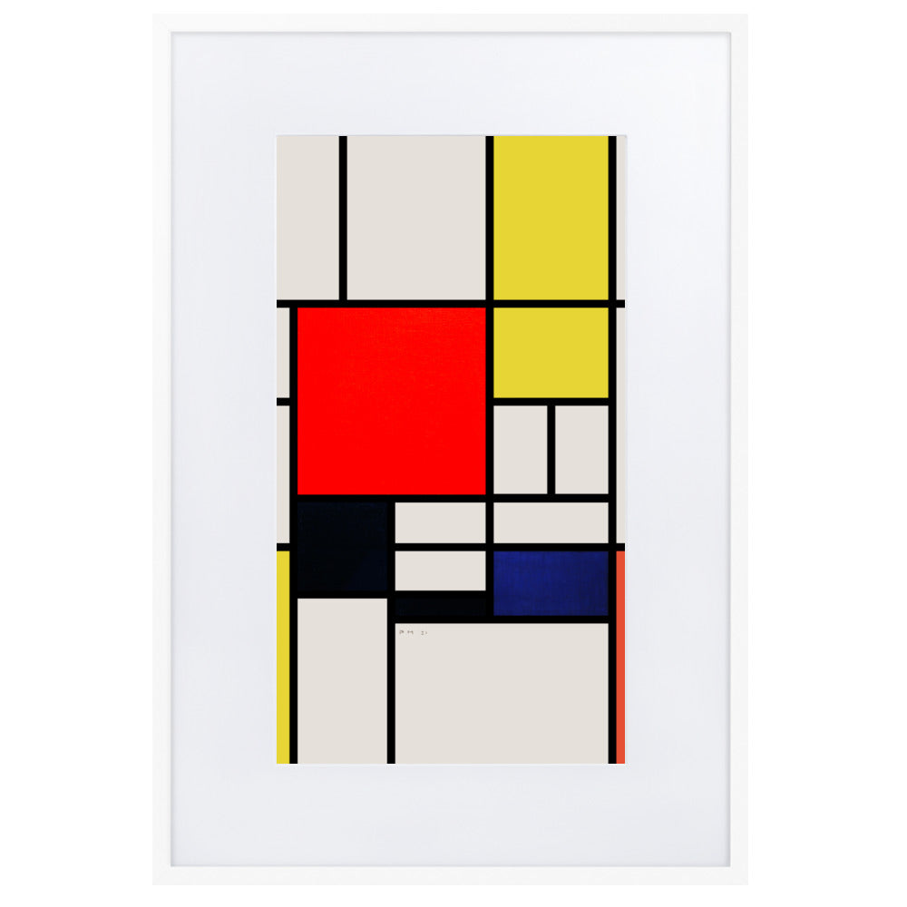 Poster mit Passepartout - Mondrian, Composition with red yellow black gray and blue Piet Mondrian Weiß / 61×91 cm artlia