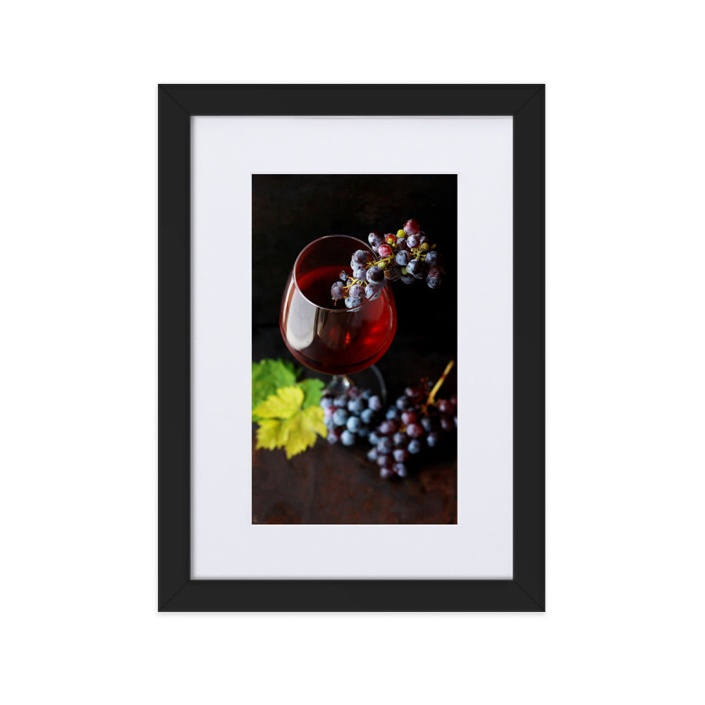 Poster mit Passepartout - Wein und Trauben Kuratoren von artlia Schwarz / 21×30 cm artlia