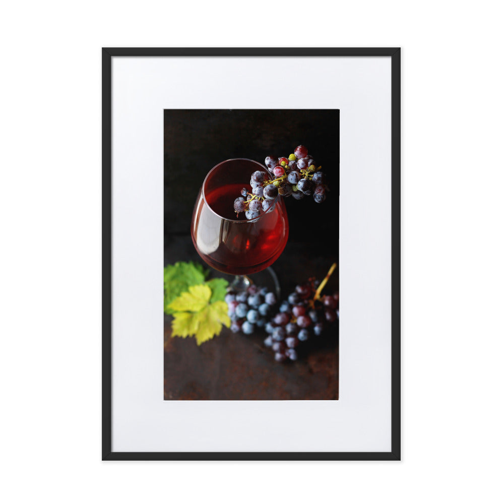 Poster mit Passepartout - Wein und Trauben Kuratoren von artlia Schwarz / 50×70 cm artlia