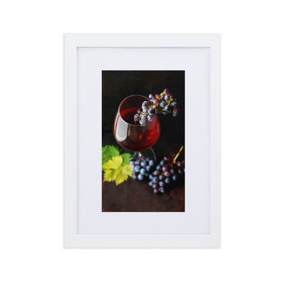 Poster mit Passepartout - Wein und Trauben Kuratoren von artlia Weiß / 21×30 cm artlia