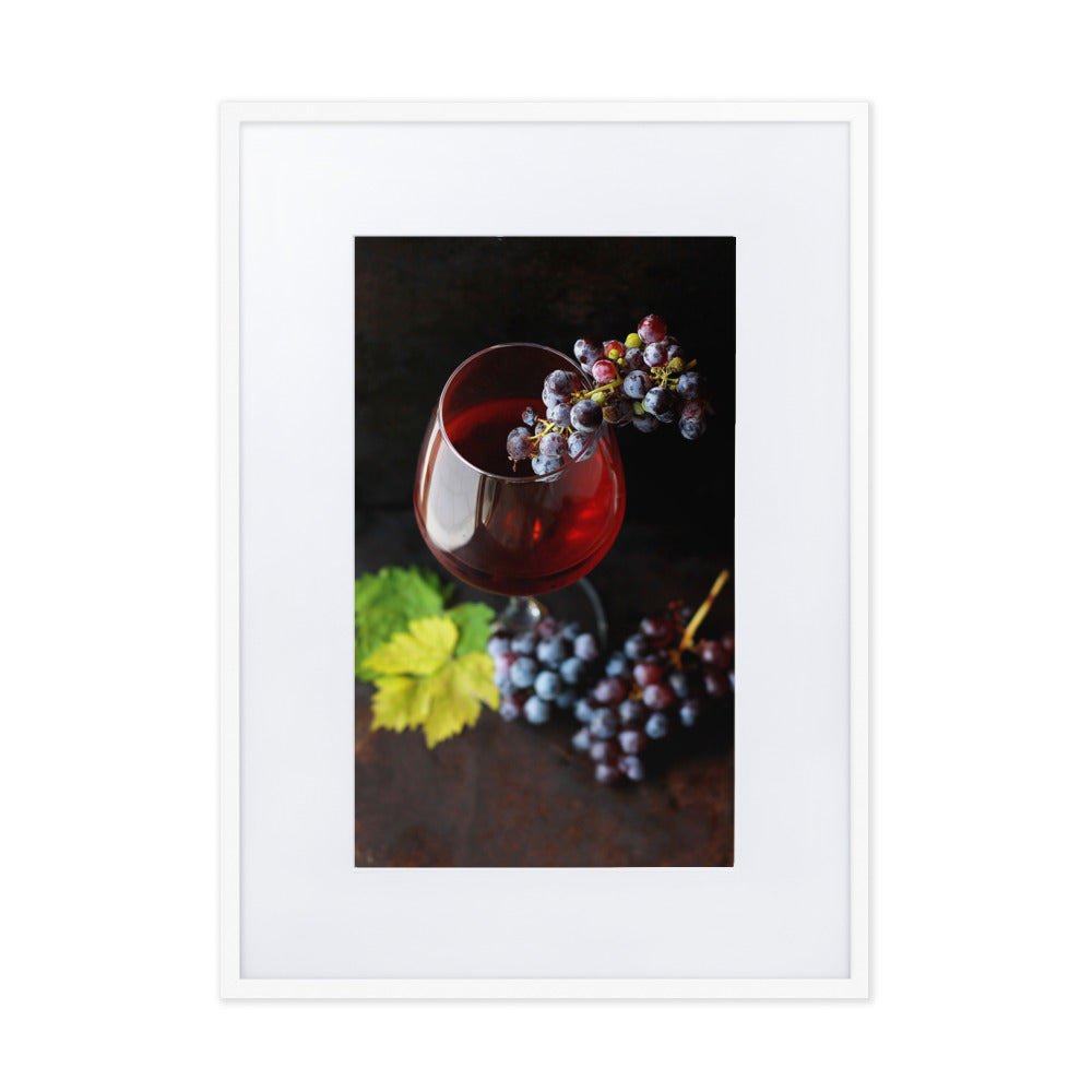 Poster mit Passepartout - Wein und Trauben Kuratoren von artlia Weiß / 50×70 cm artlia