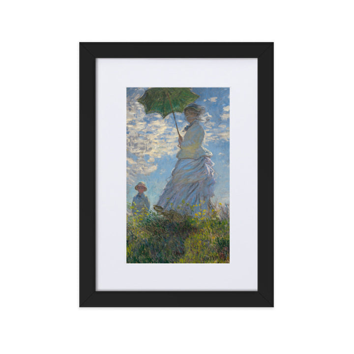 Poster mit Passepartout - Woman with a Parasol - Madame Monet and Her Son Claude Monet Schwarz / 21×30 cm artlia