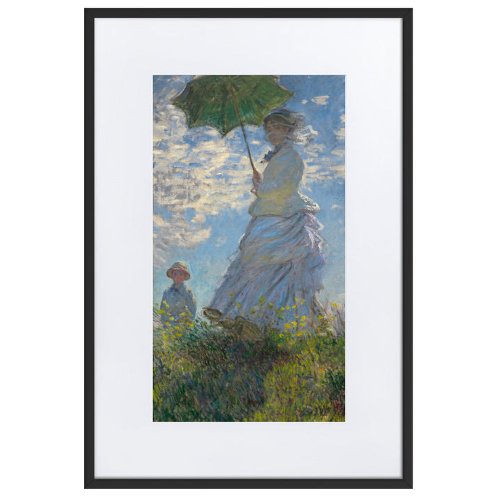 Poster mit Passepartout - Woman with a Parasol - Madame Monet and Her Son Claude Monet Schwarz / 61×91 cm artlia
