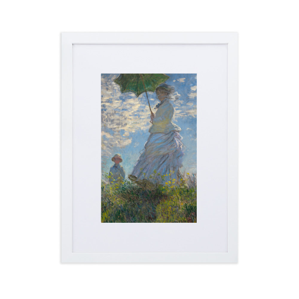 Poster mit Passepartout - Woman with a Parasol - Madame Monet and Her Son Claude Monet Weiß / 30×40 cm artlia