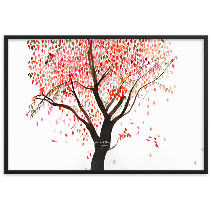 Poster mit Rahmen - falling Leaves, Gravity Seokhee Kim Schwarz / 61×91 cm artlia