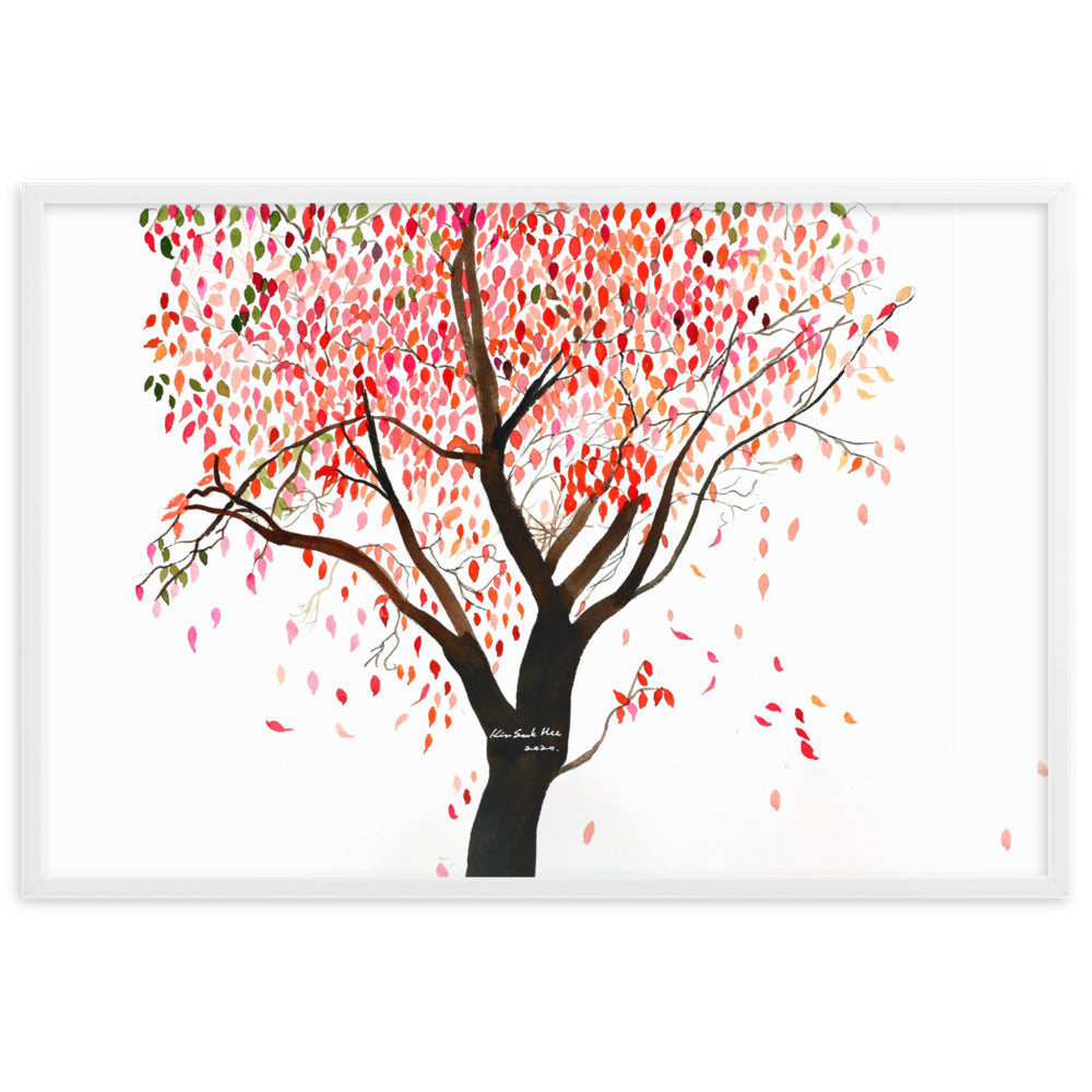 Poster mit Rahmen - falling Leaves, Gravity Seokhee Kim Weiß / 61×91 cm artlia